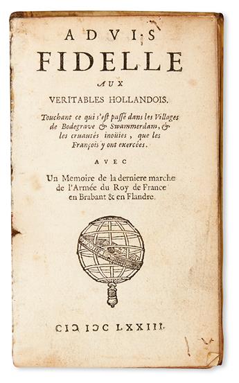 MILITARY  WICQUEFORT, ABRAHAM, attributed to.  Advis Fidelle aux Véritables Hollandois.  1673